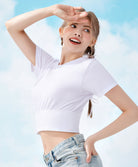 Joyful Rib Seamless Cropped T-shirt - Wireless Bra