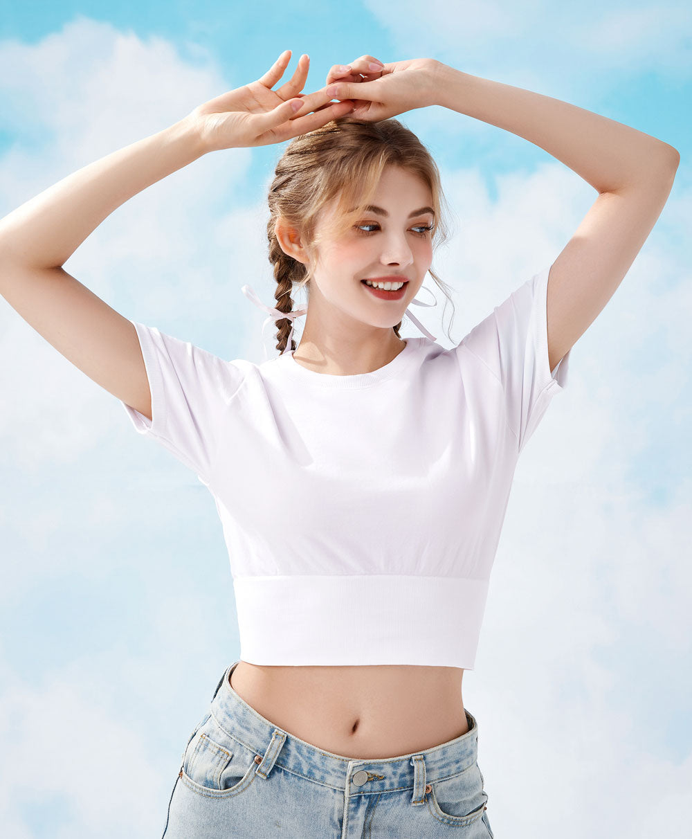 Young Hearts Wireless Bra - Joyful Rib Seamless Cropped T-shirt