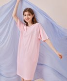 Cozy Minimalist Short Sleeves Dress -Pink Color