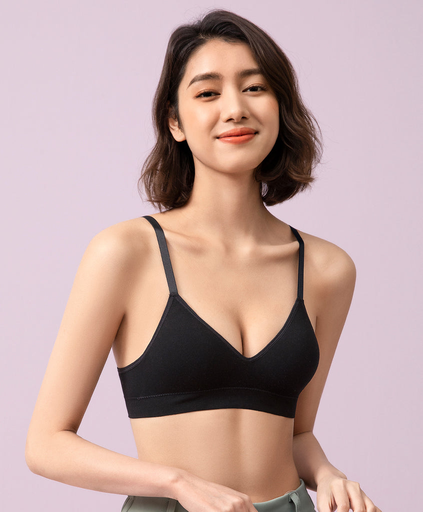 Young Hearts Real Comfy Triangle Seamless Wireless Bra - Black